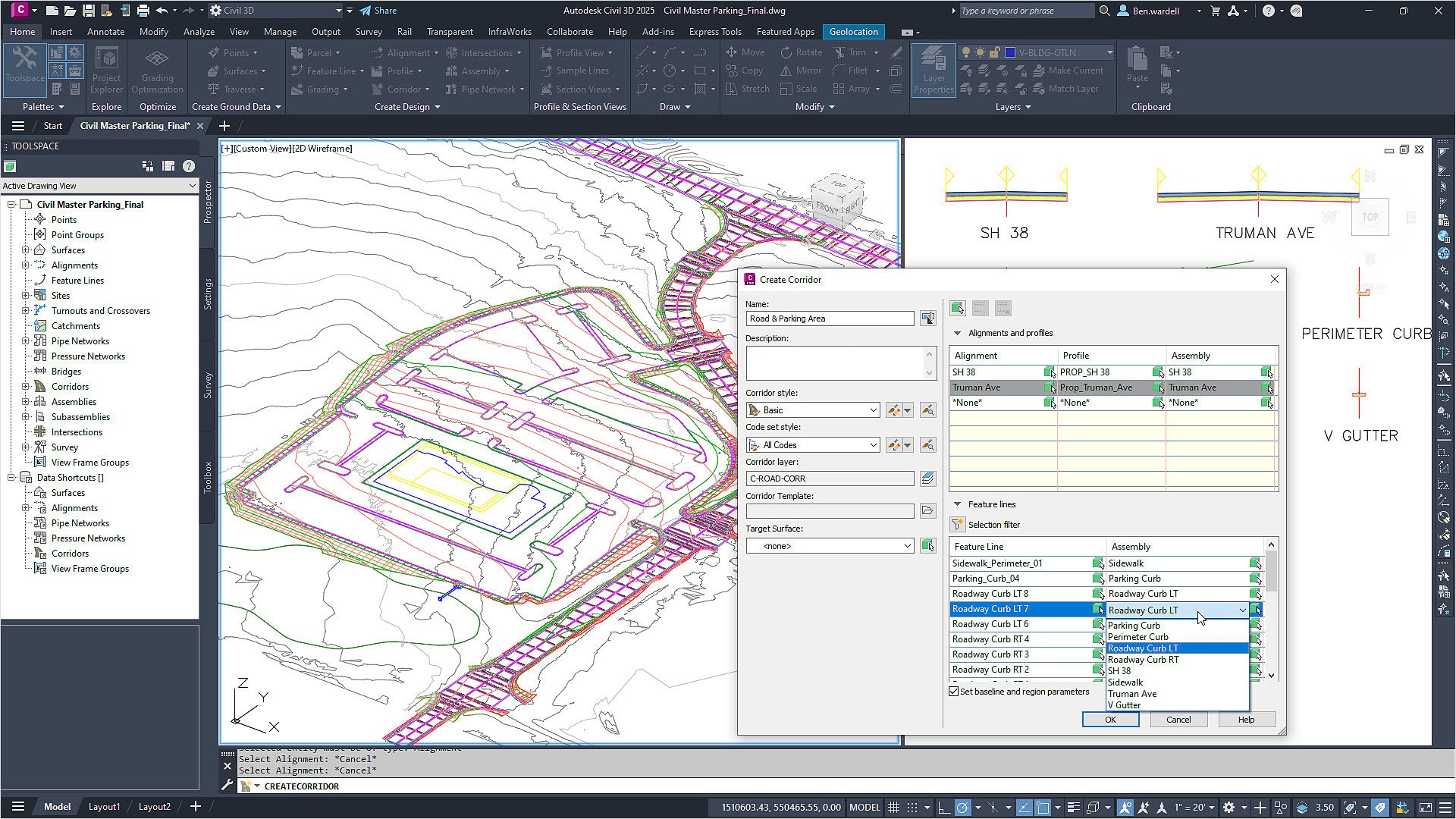 Civil 3D infrastructure design interface