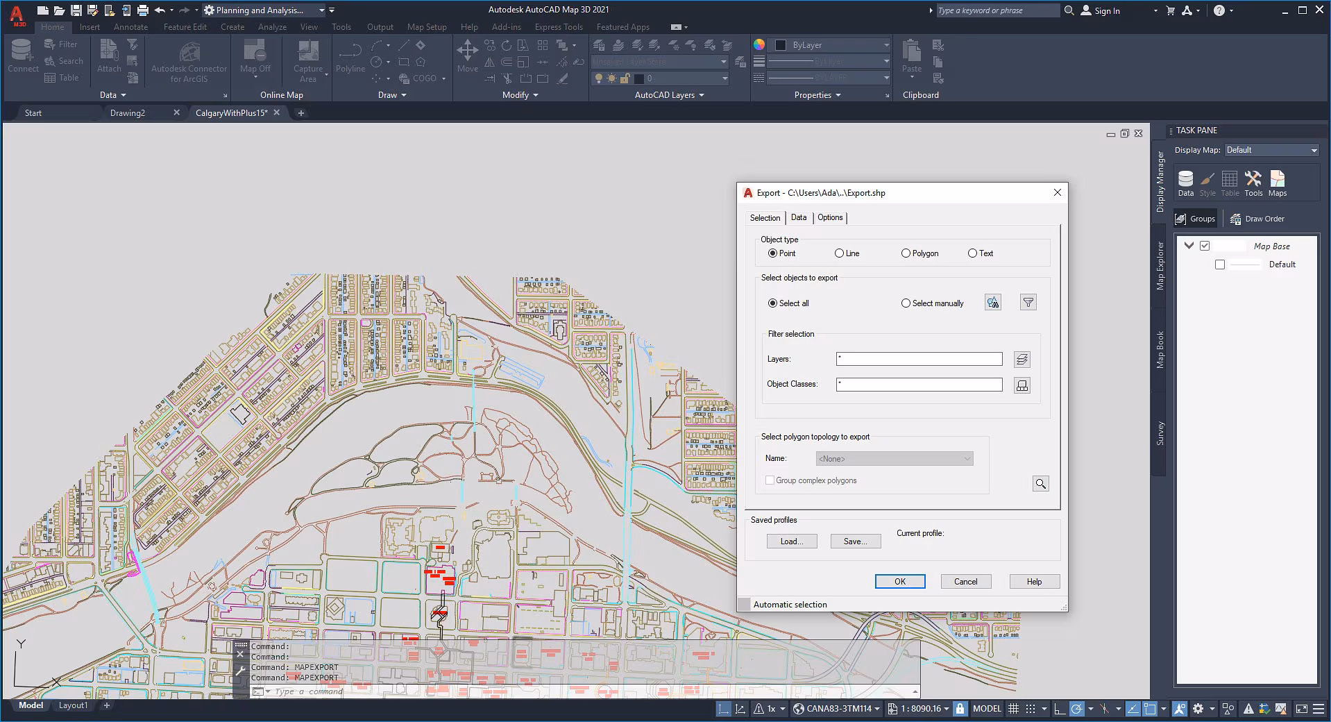 AutoCAD Map 3D GIS interface and mapping tools