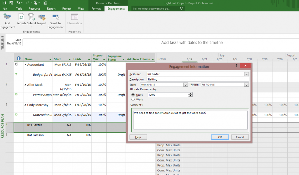 Microsoft Project 2019 enhanced Gantt chart and timeline visualization